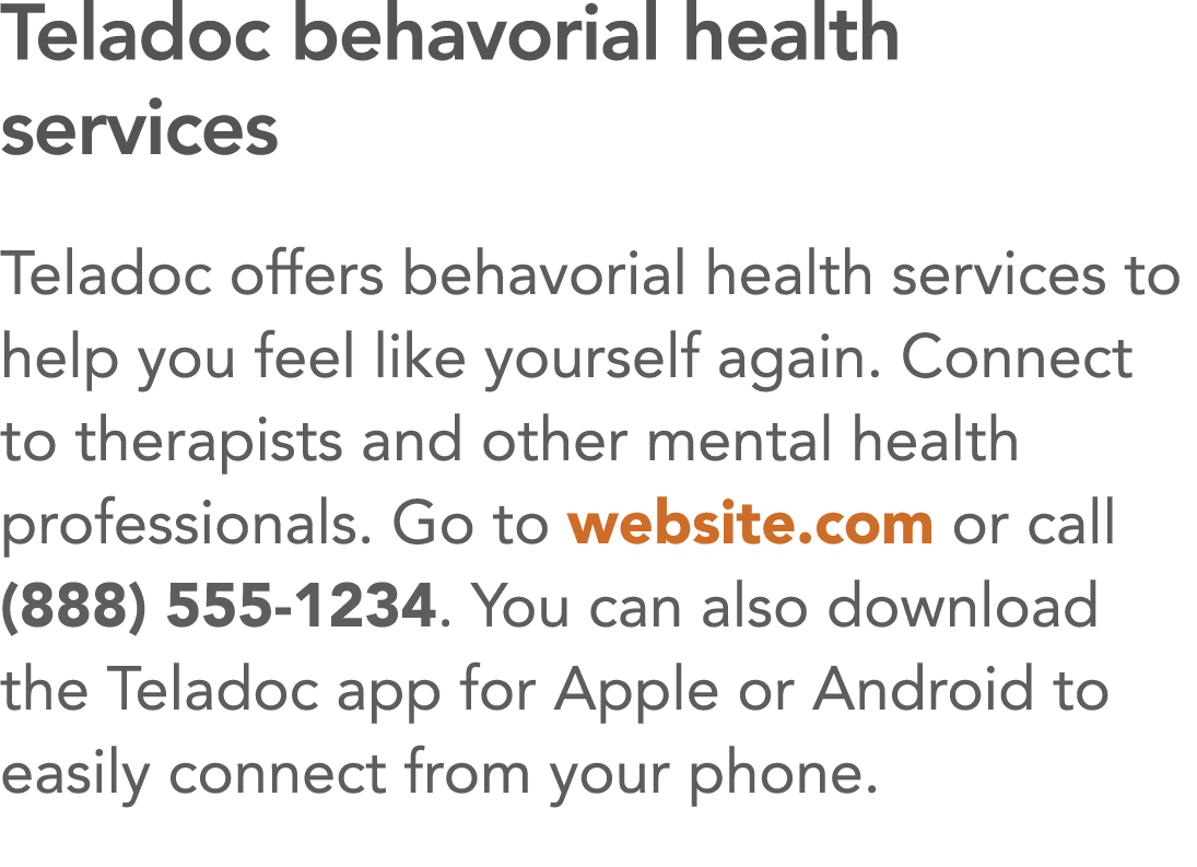 Teladoc behavorial health services Teladoc offers behavorial health services to help you feel like yourself again  Co   